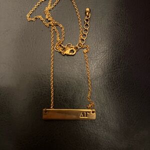 Gold Bar Delta Gamma Pendant Necklace